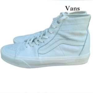 Vans Leather White Sk8 Hi Top High Skate Tennis Sneaker Women 10 Men 8.5 Athleti